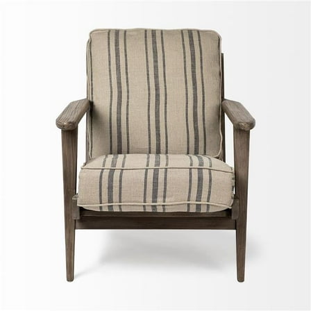 HomeRoots 380639 31 in. Beige & Gray & Brown Fabric Striped Lounge Chair