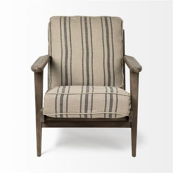 HomeRoots 380639 31 in. Beige & Gray & Brown Fabric Striped Lounge Chair