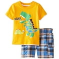 thumbnail image 4 of RTKFRFLM Boys' 2-Piece Summer Outfit Set Cartoon Dinosaur Crocodile Graphic Short Sleeve T-Shirt and Classic Plaid Shorts Fashionable Casual Toddler Clothing Set for Play & Travel Size 2T-8, 4 of 4