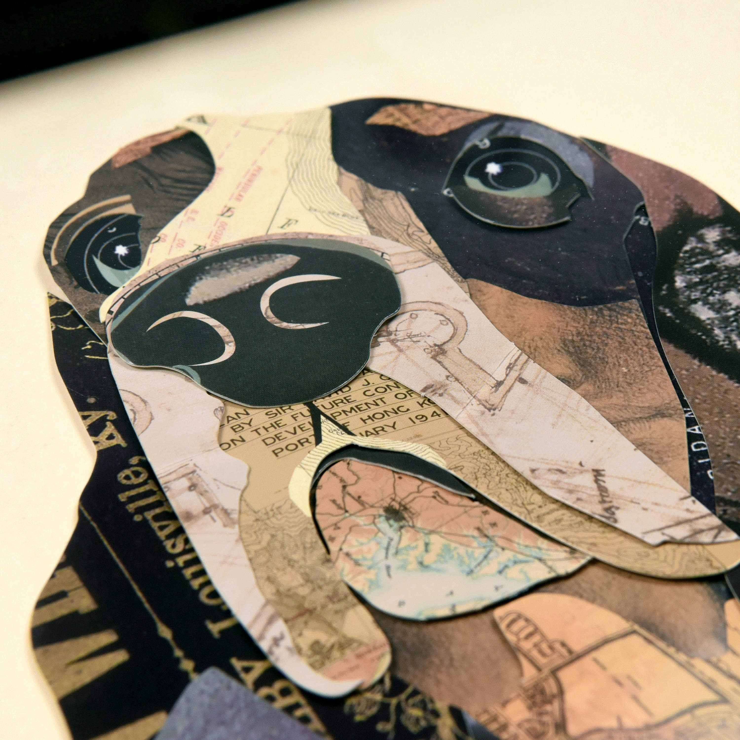 Empire Art Direct Basset Hound Dimensional Collage Framed Graphic Art Under Glass Wall Art, 17" x 17" x 1.4", Ready to Hang