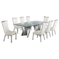 thumbnail image 1 of Ensemble de Salle à Manger en Verre Clair 9pc avec Acier Inoxydable Argenté et 8 Chaises, 1 of 4