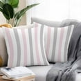 thumbnail image 2 of Pink Grey Stripe Outdoor Pillow Covers Set of 2 Classic Modern Waterproof Throw Pillow Case Decorative Square Cushion Cover for Patio Couch Garden Balcony, 16"x16", 2 of 9