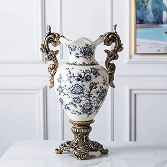 Tall Floor Modern VaseLarge Ceramic Flower Vases for Shelf Home Decor Creative Classic Blue and White Vase 16.5 inch Sophisticated Vel for Decorative Branches and Dried Flower.