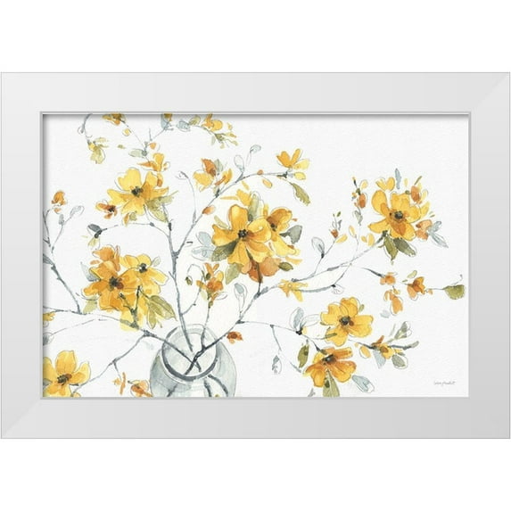 Audit, Lisa 18x13 White Modern Wood Framed Museum Art Print Titled - Happy Yellow 01A
