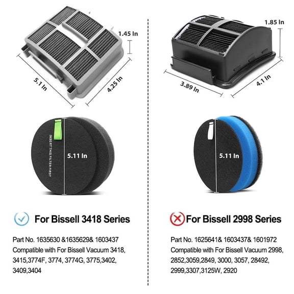 Taituoti Filter Kit For Bissell 3418 3415 For Pet Hair Eraser 3774F 3774 3774G 3775 3402