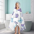 thumbnail image 6 of White Blue Purple Butterfly Pattern Hooded Bath Towel，60"x35" for Ages 3 To 12 Kids, Quick Dry Lightweight Soft Microfiber Hood Beach Towel Cover Up for Kids, 6 of 7