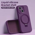 thumbnail image 4 of Phone Case for Apple iPhone 15 Pro Max (6.7") Magnetic Stand with MagSafe Compatible, Full Camera & Microfiber Lining Silicone TPU Rubber Cover [ Purple ], 4 of 4