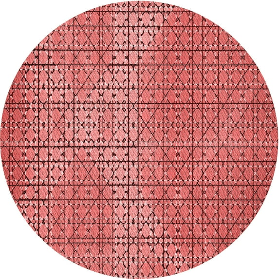 Ahgly Company Machine Washable Indoor Round Transitional Red Area Rugs, 4' Round
