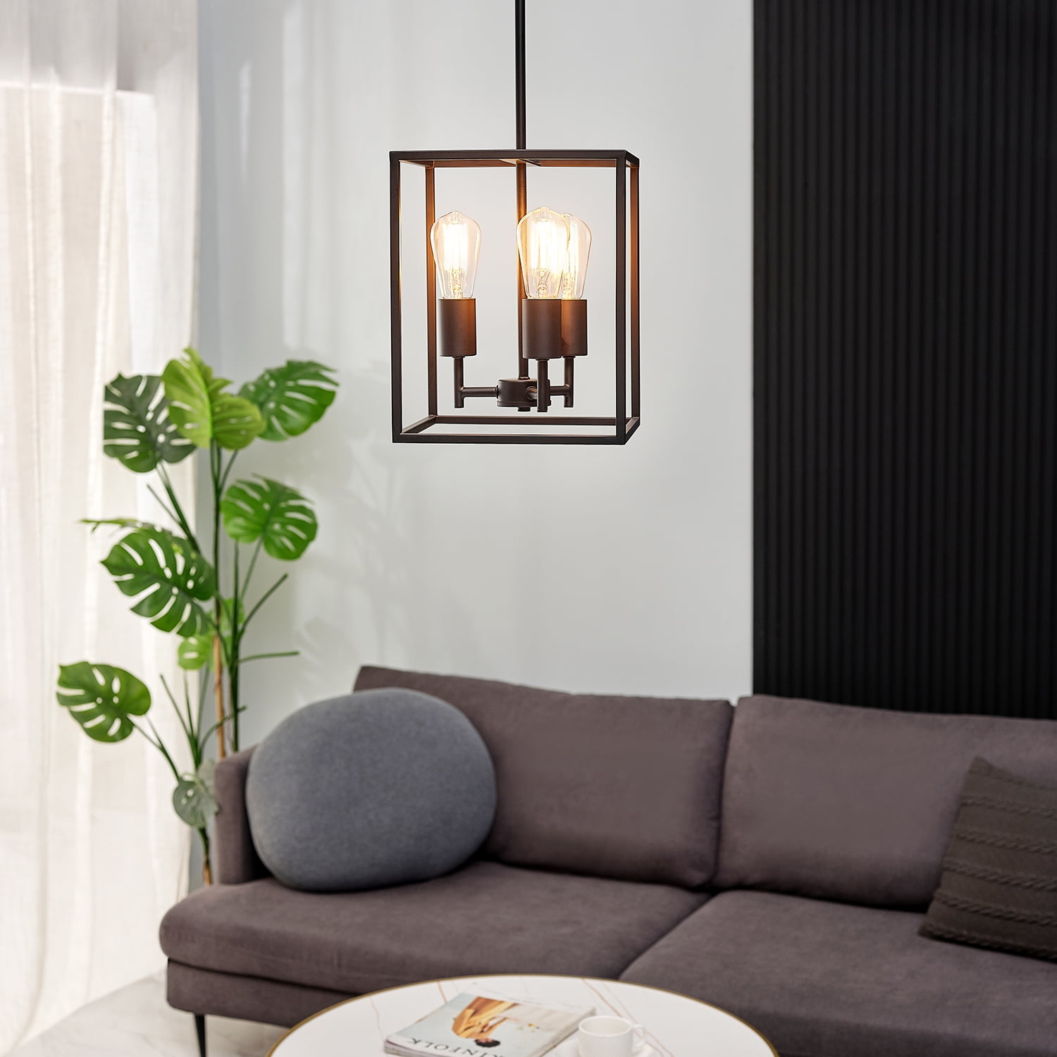 Globe Electric 3 Light Industrial Black Globe Chandeliers