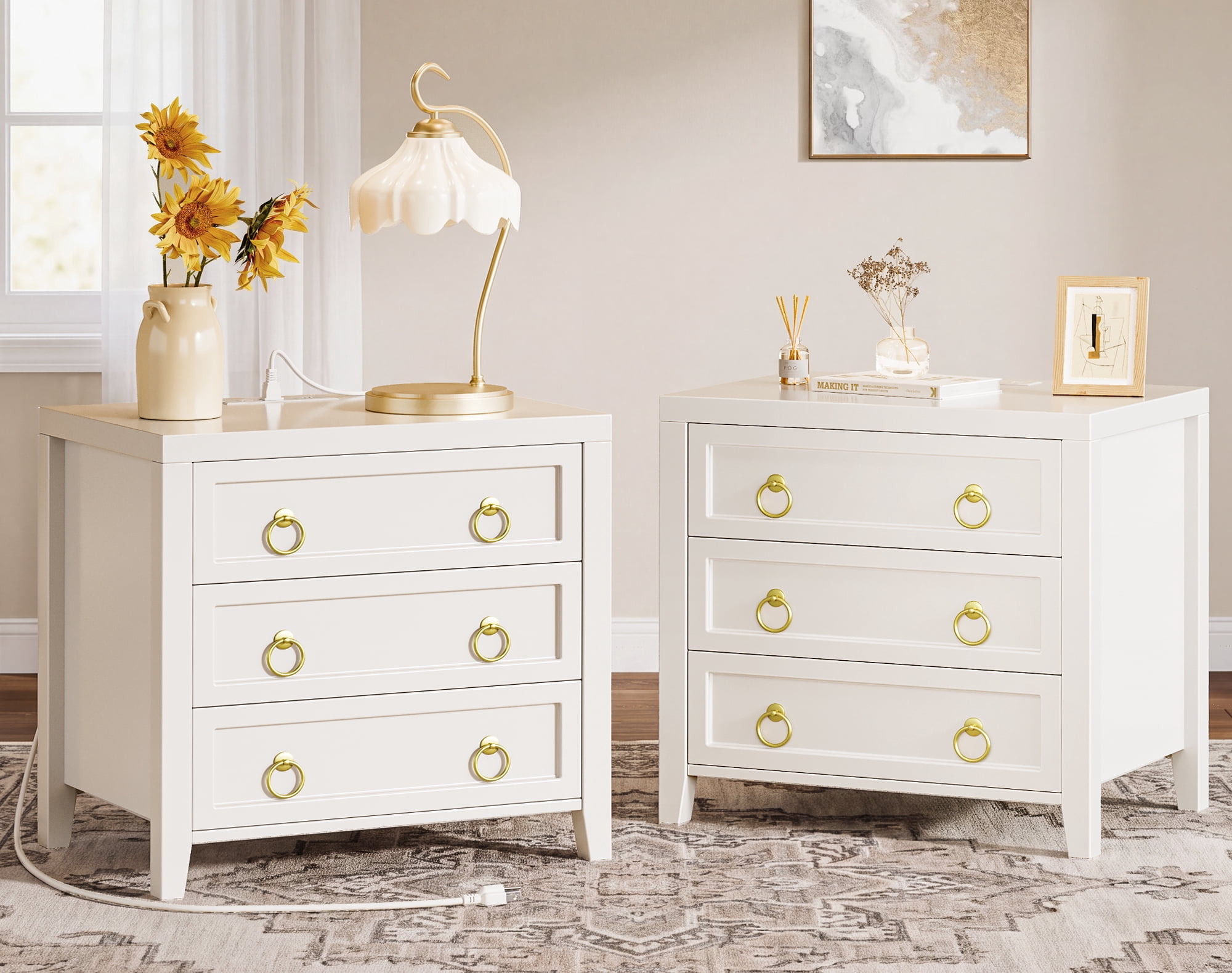 My Texas House Monroe 3-Drawer Nightstand, Brushed Oak - Walmart.com