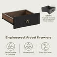 thumbnail image 6 of Bestier 55 Inch Office Desk with Drawers, Keyboard Tray, 2 Hooks, Modern Fluted Computer Desk for Home, Walnut, 6 of 11