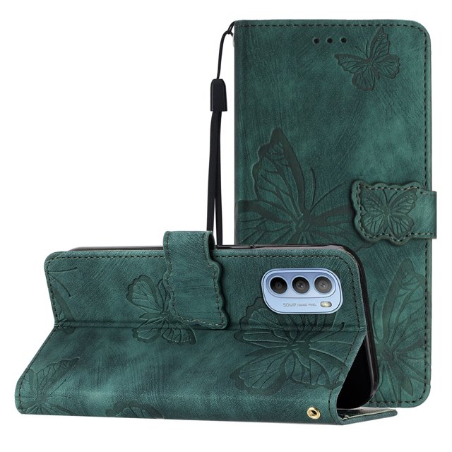 Compatible avec Motorola Moto G62 Étui Papillon Embossé avec Portefeuille et Support