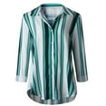 thumbnail image 4 of Women's Long Sleeve Button Down V Neck Striped Print Chiffon Shirt Top,Womens Tops Long Sleeve Shirts for Women Button Up Stripes Casual Blouses, 4 of 6