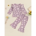 thumbnail image 5 of Aojekbee Baby Girl 2Pcs Fall Outfits Ruffle Long Sleeve Floral Print Tops + Flare Pants Set Toddler Clothes, 5 of 10