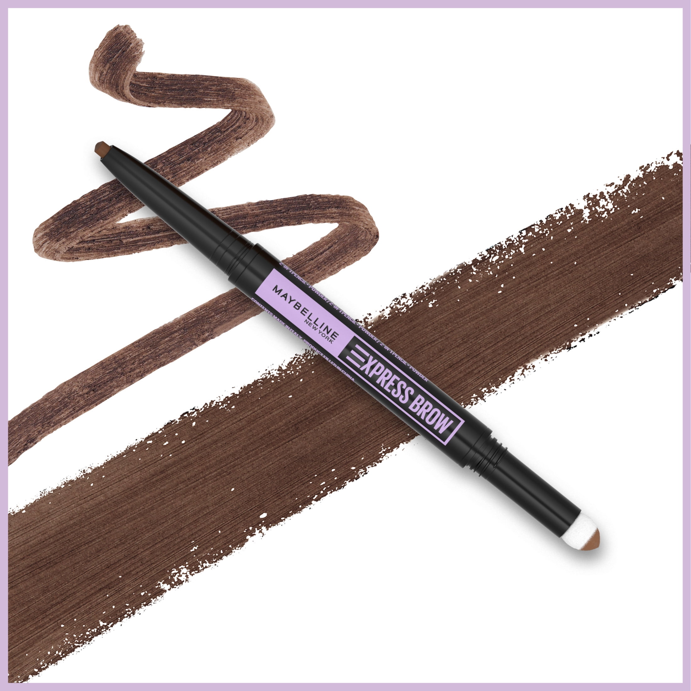 (4 pack) Maybelline Express Brow 2-in-1 Pencil and Powder Eyebrow Makeup, Soft Brown