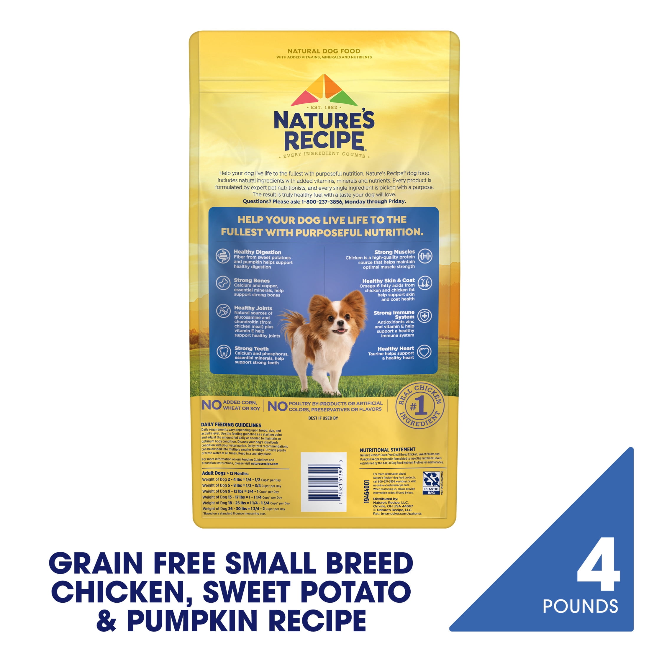 Nature's Recipe Grain Free Small Breed Dry Dog Food Chicken, Sweet Potato & Pumpkin, 4 lb Bag