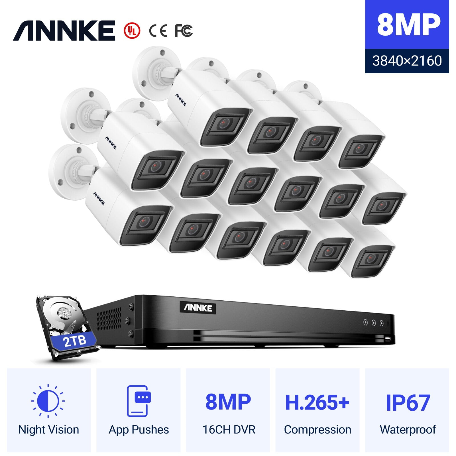 ANNKE ANNKE 16CH 8MP CCTV System Audio In POE Camera Night Vision AI Human Detection 