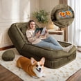 thumbnail image 5 of LEHZROAJ Velvet Upholstered Bean Bag Chairs,5-Position Adjustable 2 Soft Pillows Massage Floor Sofa,Multi-Functional  Human Dog Bed for Living Room(Green), 5 of 10