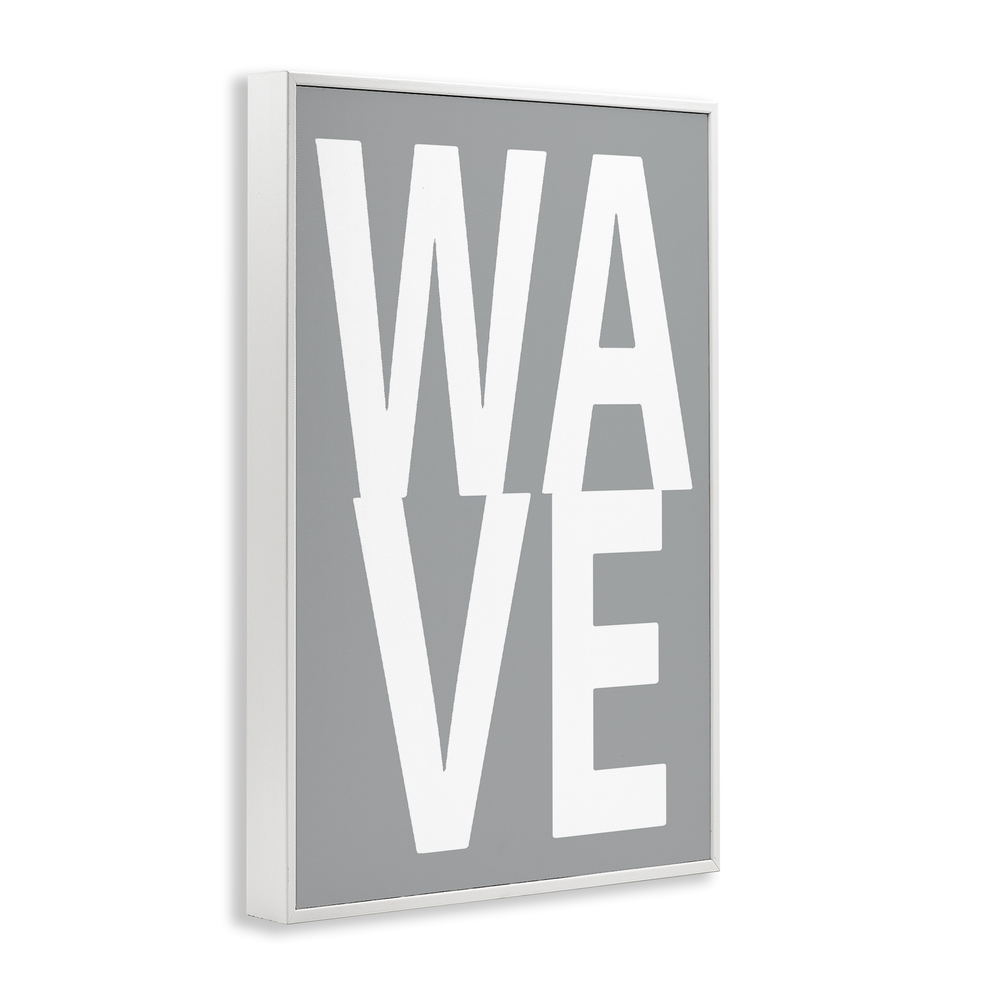 Stupell Industries Wave Word on Grey Typography Painting White Framed Art Print Wall Art, 16 x 24
