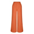 thumbnail image 4 of Women Wide Leg Dress Pants High Waist Elastic Back Business Casual Flowy Work Trousers Office Palazzo with Pockets Orange, 4 of 7
