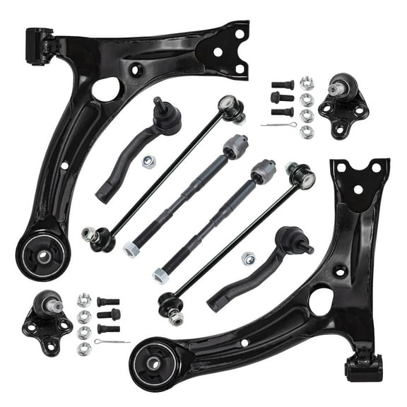 Detroit Axle - Front 10pc Suspension Kit for Toyota Corolla 2003 2004 2005 2006 2007 2008 2009, 2 Lower Control Arms 2 Ball Joints 2 Sway Bar Links 4 Outer and Inner Tie Rods Replacement