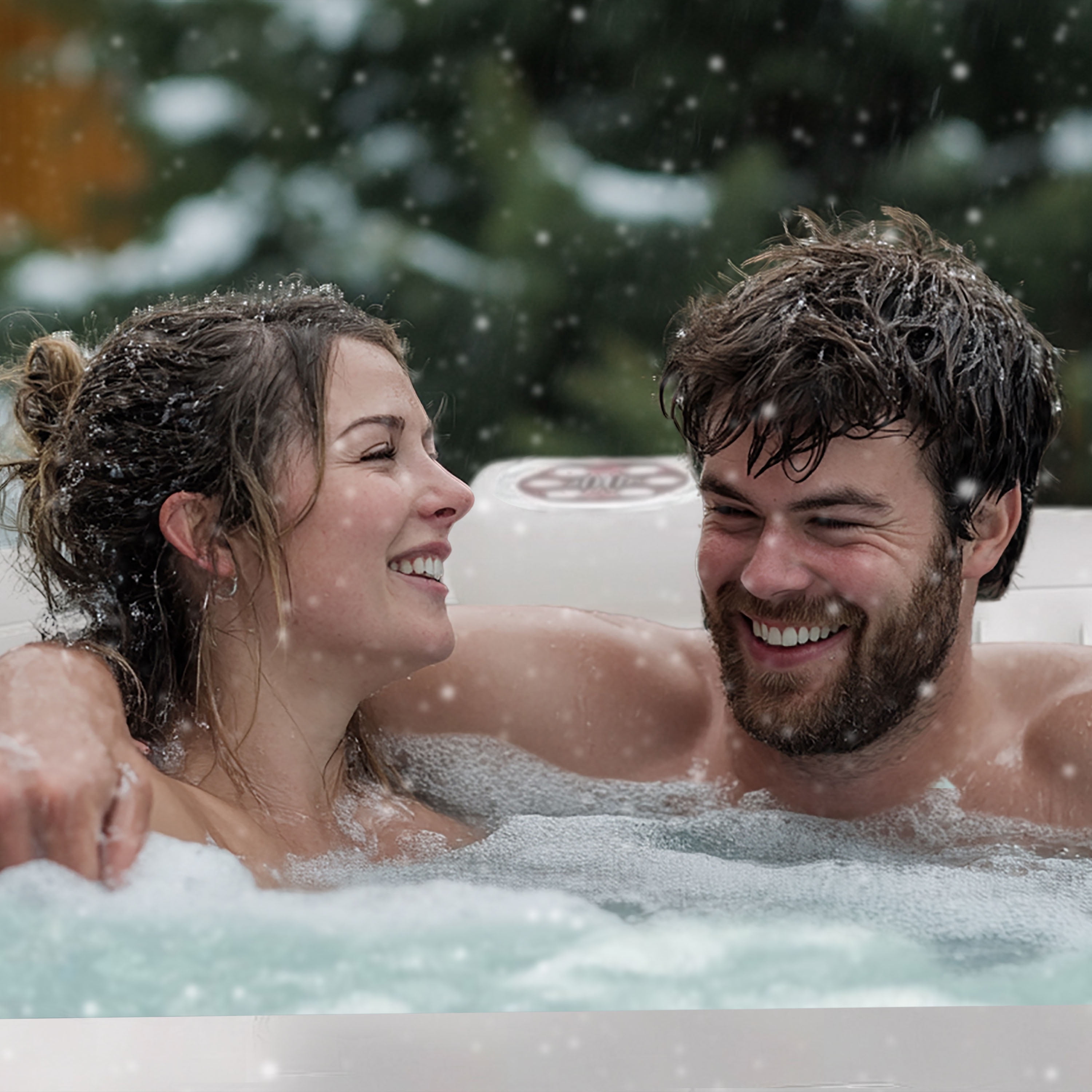 ALEKO Diamond 4 Person Black Inflatable Jetted Round Hot Tub with Energy Efficient Cover