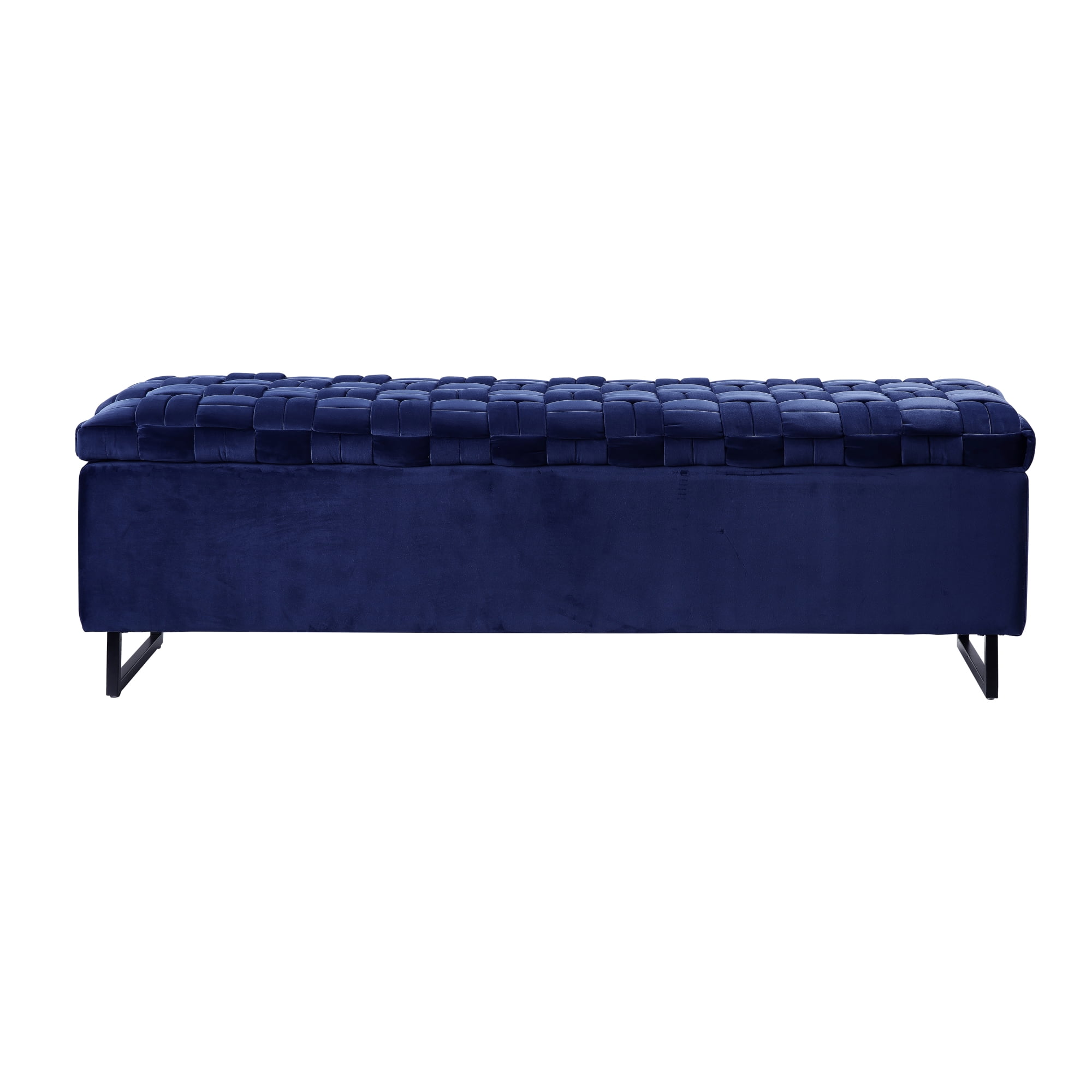 Inspired Home Edgar Velvet Storage Bench Upholstered Hand Woven