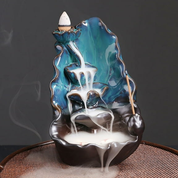 1pc,Ceramic Incense Burner Waterfall Lotus Incense Burner Censer Lotus Flower Shape Home Crafts Ornament Decoration Ornament (Without Incense）