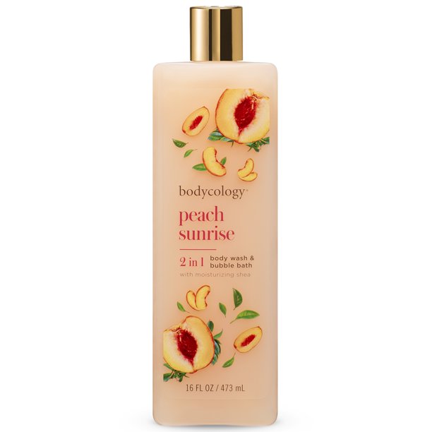 Bodycology Peach Sunrise 2 in1 Body Wash & Bubble Bath, 16 oz