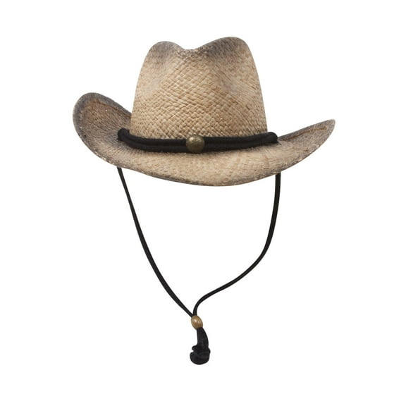 Outback Women's Cowboy Hat Tea Stained Shapeable Raffia Straw, Black