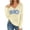 V459 Yellow, variant on Womens Tops Knit Lightweight Letter Print Long Sleeve V Neck Summer Soft Comfortable Tee Khaki L