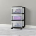 thumbnail image 2 of Sterilite 3-Drawer Plastic Rolling Storage Cart, Clear/Black Frame (8-Pack), 2 of 10