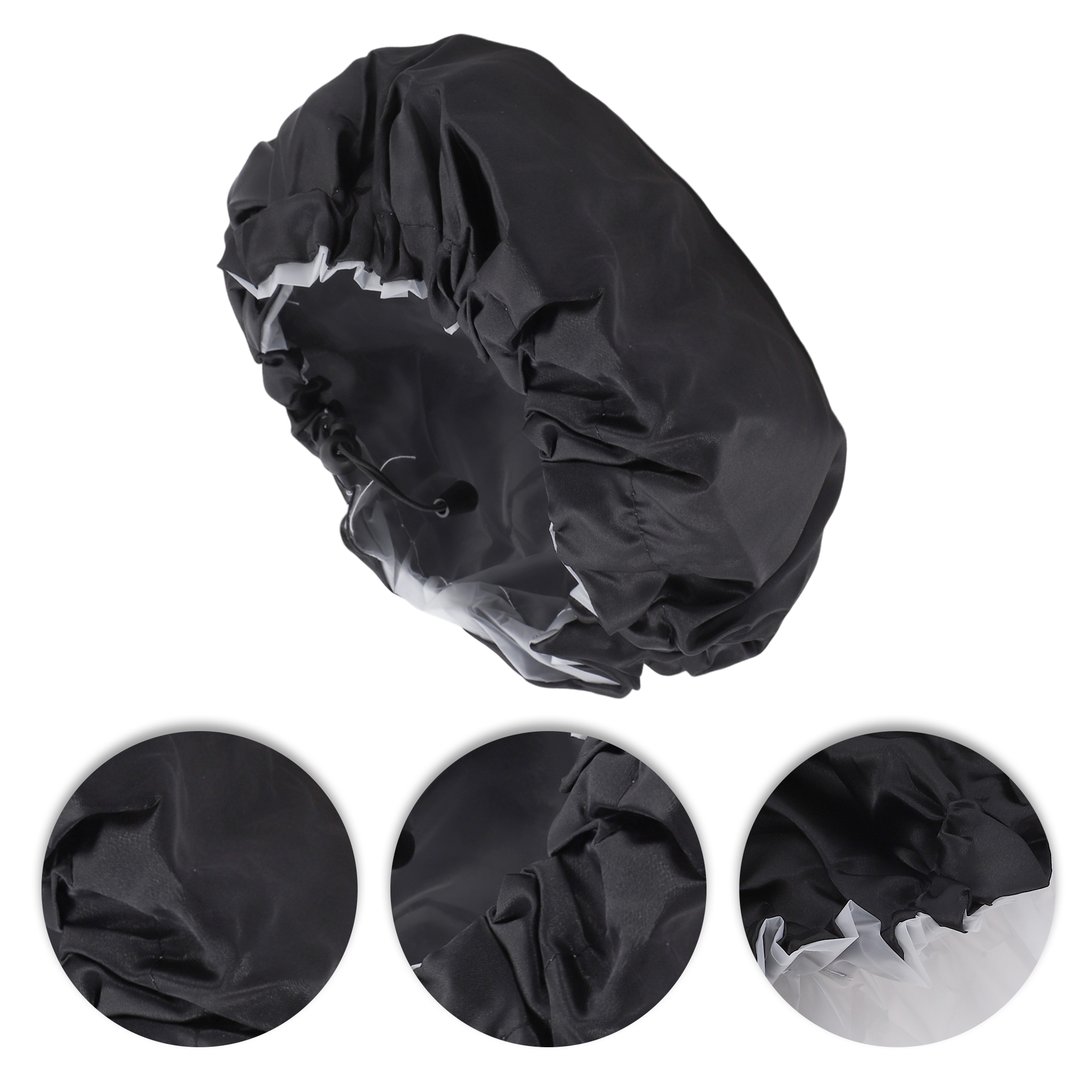Unique Bargains Women's Adjustable Bath Cap for Bathroom 1 Pc Black