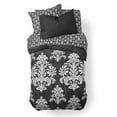 thumbnail image 4 of OCM College Dorm Bed Sheet Set in Victoria Damask | Twin XL Size | Traditional Damask Print in Black & White | Soft Cotton-Rich Blend | Made in USA, 4 of 5