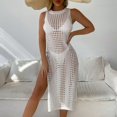 thumbnail image 2 of Holiday Dress Sunscreen Crew Neck Chic Summer Beach See-Through Cover Up Dress, 2 of 5