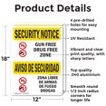 thumbnail image 2 of (2 Pack) Gun Free Drug Free Zone Bilingual OSHA Security Notice Sign 12 Inch X 18 Inch Indoor / Outdoor Rust-Free Aluminum Metal Signs for Workplace, Workshop, and Construction Site,, 2 of 8