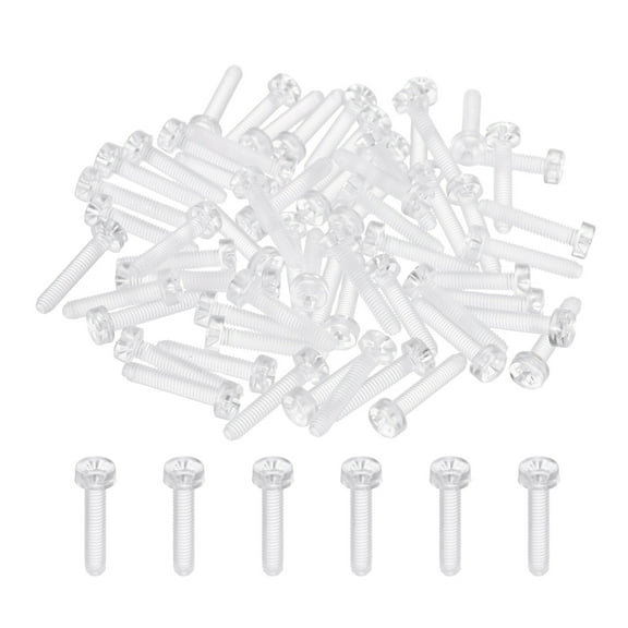 Uxcell 50Pcs Clear Acrylic Screws, M3x15mm PC Plastic Phillips Round Head Bolts