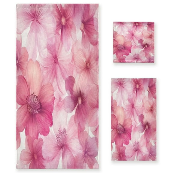 Three-Piece Towel Set Face Towel Towel Set Hand Towel Bath Towel Cotton Bath Towels Bath Towel Sets Hand Bath Towels Pink Flowers