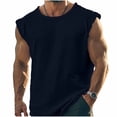 thumbnail image 3 of Bxsruta Men's Casual Cotton Sleeveless Tank Top Workout Loose Fit Athletic Muscle Shirt, 3 of 8