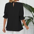 thumbnail image 6 of Womens Shirts Blouse Women's Fashion Solid Colour Round Neck Ruffle Princess Sleeve Loose Chiffon Top, 6 of 6
