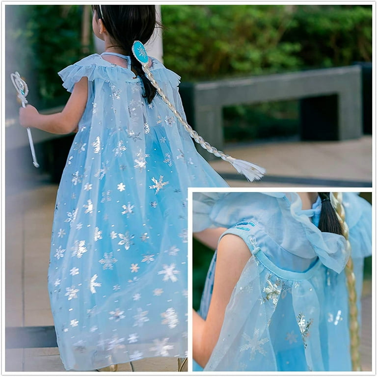 Avady Girls Princess Elsa Costume with Shiny Long Cape for Kids 2-10 Years  - Walmart.com