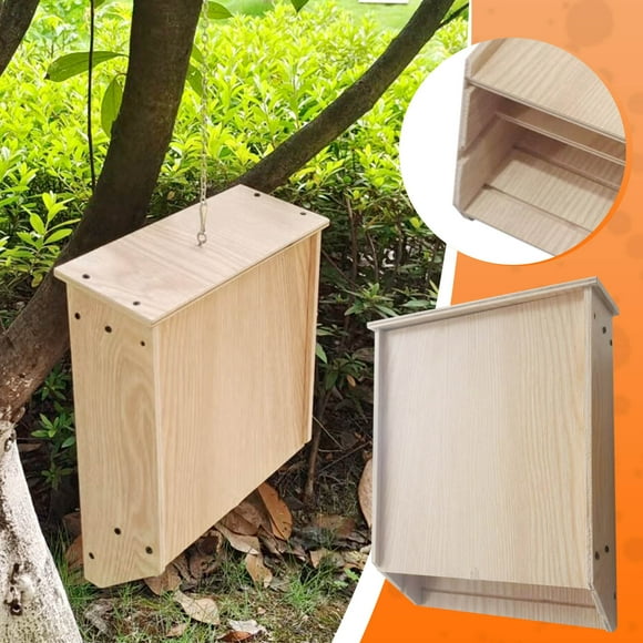 Fiudx Casa Grande para Murciélagos, Refugio de Dos Cámaras, Premontado, Construcción de Madera Resistente, Resistente a La Intemperie para Exteriores, Fácil Instalación, Incluye Accesorios de Montaje