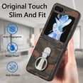 thumbnail image 5 of ELEHOLD Case for Samsung Galaxy Z Flip 5 2023,Camouflage Pattern with 360 Rotating Ring Holder Stand Slim Shockproof Rugged PU Leather Protective Case for Samsung Galaxy Z Flip 5 - Brown, 5 of 7