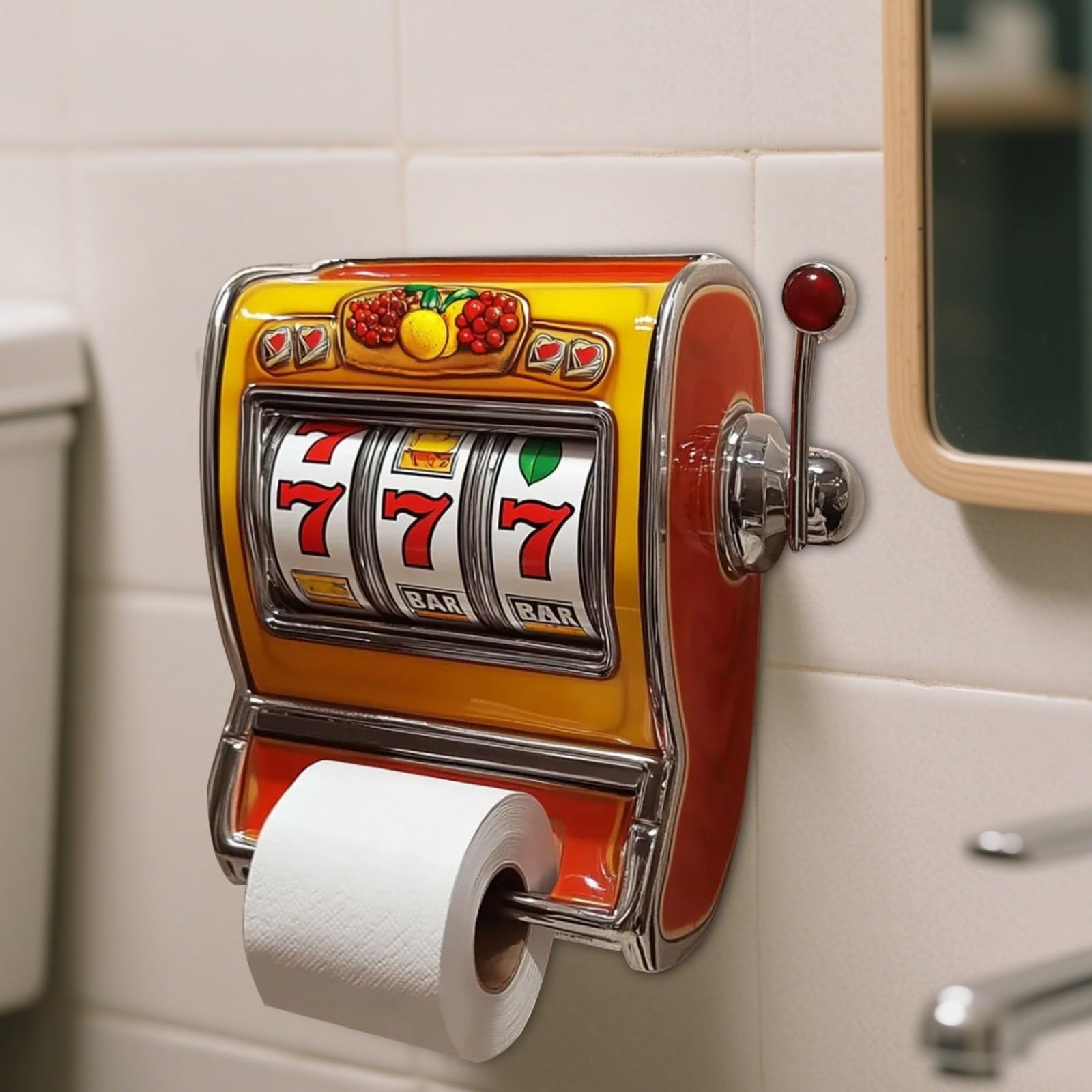 Novelty Slot Machine Toilet Paper Holder Funny Bathroom Decor Resin Tissue Holder for Wall Mount Bathroom Decoration