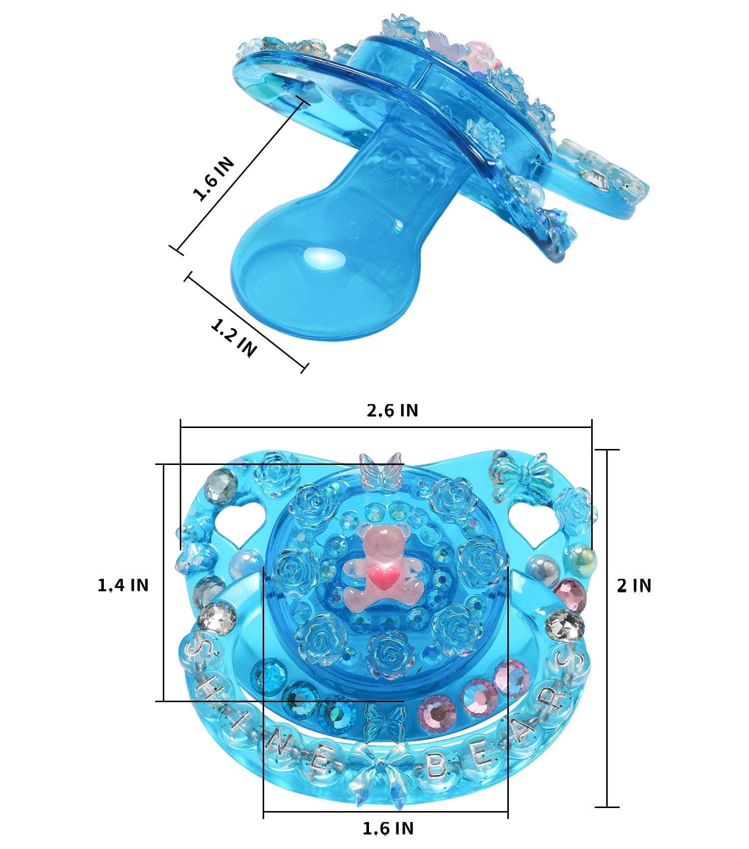 CutiePlusU Adult Sized Pacifier Large Shield Dummy Crystal DIY Handmade
