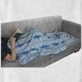 thumbnail image 5 of Psychedelic Soft Flannel Fleece Throw Blanket, Grunge Style Hippie Eastern Like Indonesian Folk Effect Design, Cozy Plush for Indoor and Outdoor Use, 70" x 90", Pale Blue and Royal Blue, by Ambesonne, 5 of 5