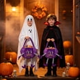 thumbnail image 4 of Halloween Pumpkin Candy Buckets Baskets with Legs, Halloween Goodie Candy Treat Snack Cookie Gift Wrap, Party Favors Supplies Decorations - Purple, 4 of 6