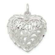 SARIS AND THINGS 925 Sterling Silver Diamond-Cut Heart Charm Pendant