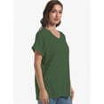 thumbnail image 4 of Women's Casual V-Neck T-Shirt - Short Sleeve Loose Fit Top with Side Split & Rolled Sleeve for Summer, 4 of 6