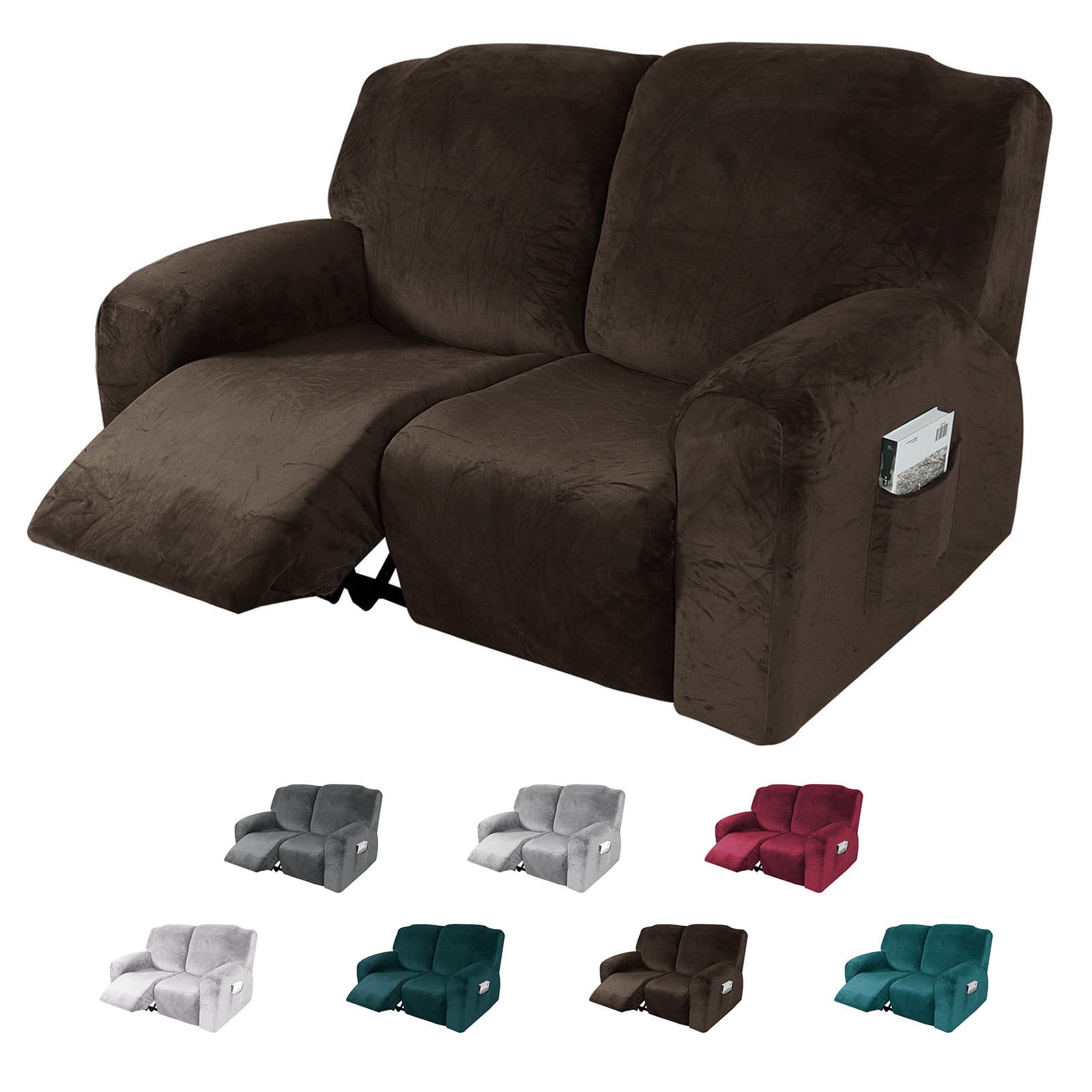 CJC Velvet Recliner Covers, Stretch Armchair Slipcovers, 6Piece for